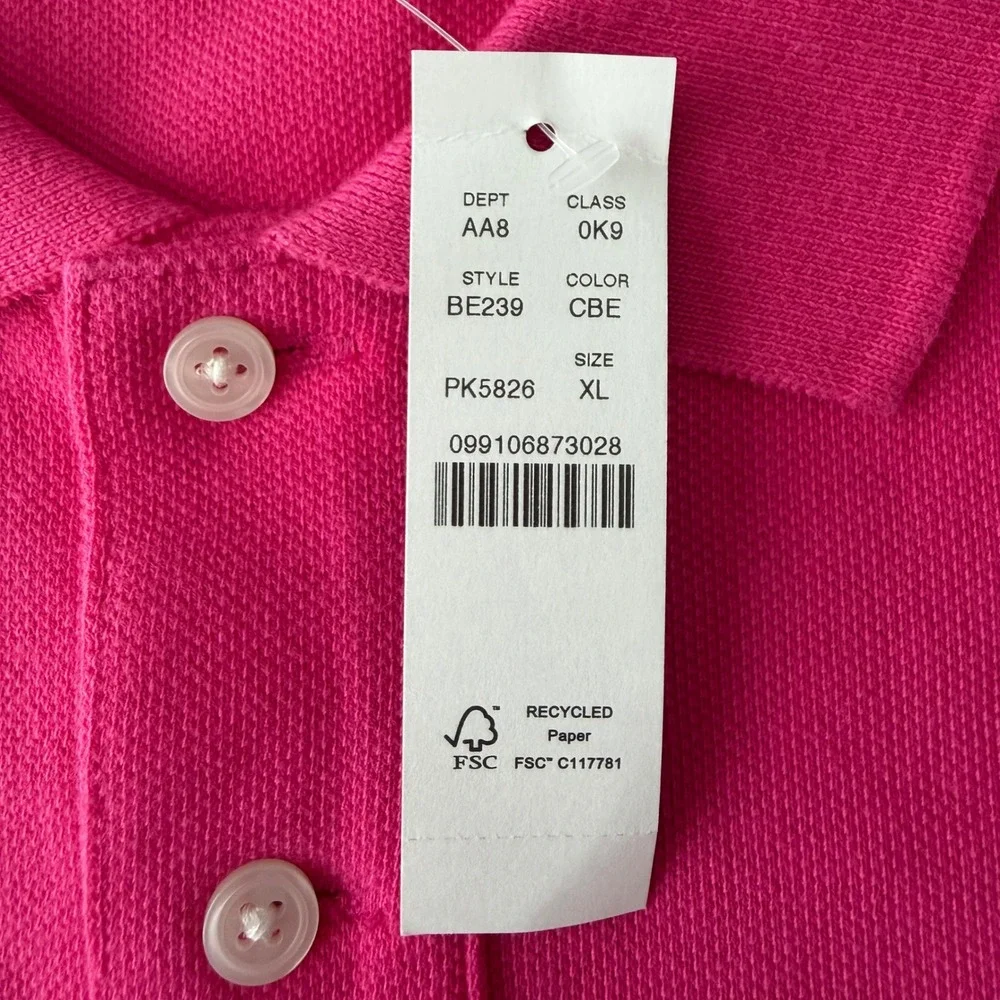 NEW J. Crew Oarsman Pink Short Sleeve Cotton Polo Shirt XL - NWT